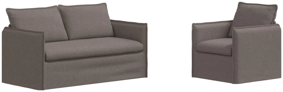 Sofa 2 pcs Taupe Metalas