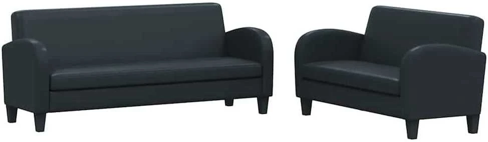 Sofa Sofos komplektas, 2d., dirbtinė oda, juoda