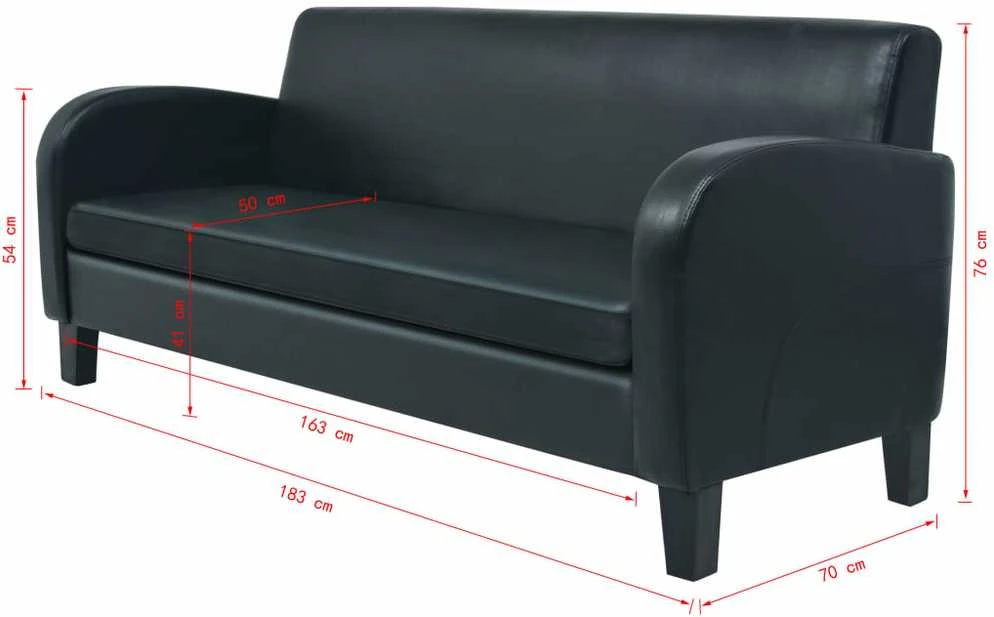 Sofa Sofos komplektas, 2d., dirbtinė oda, juoda