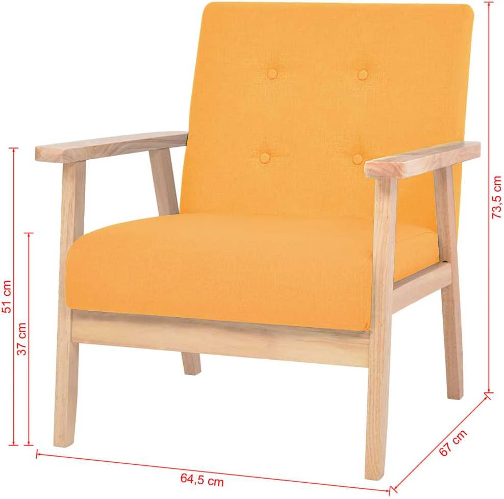 Sofa Sofos komplektas, 3 dalių, audinys, geltonos spalvos