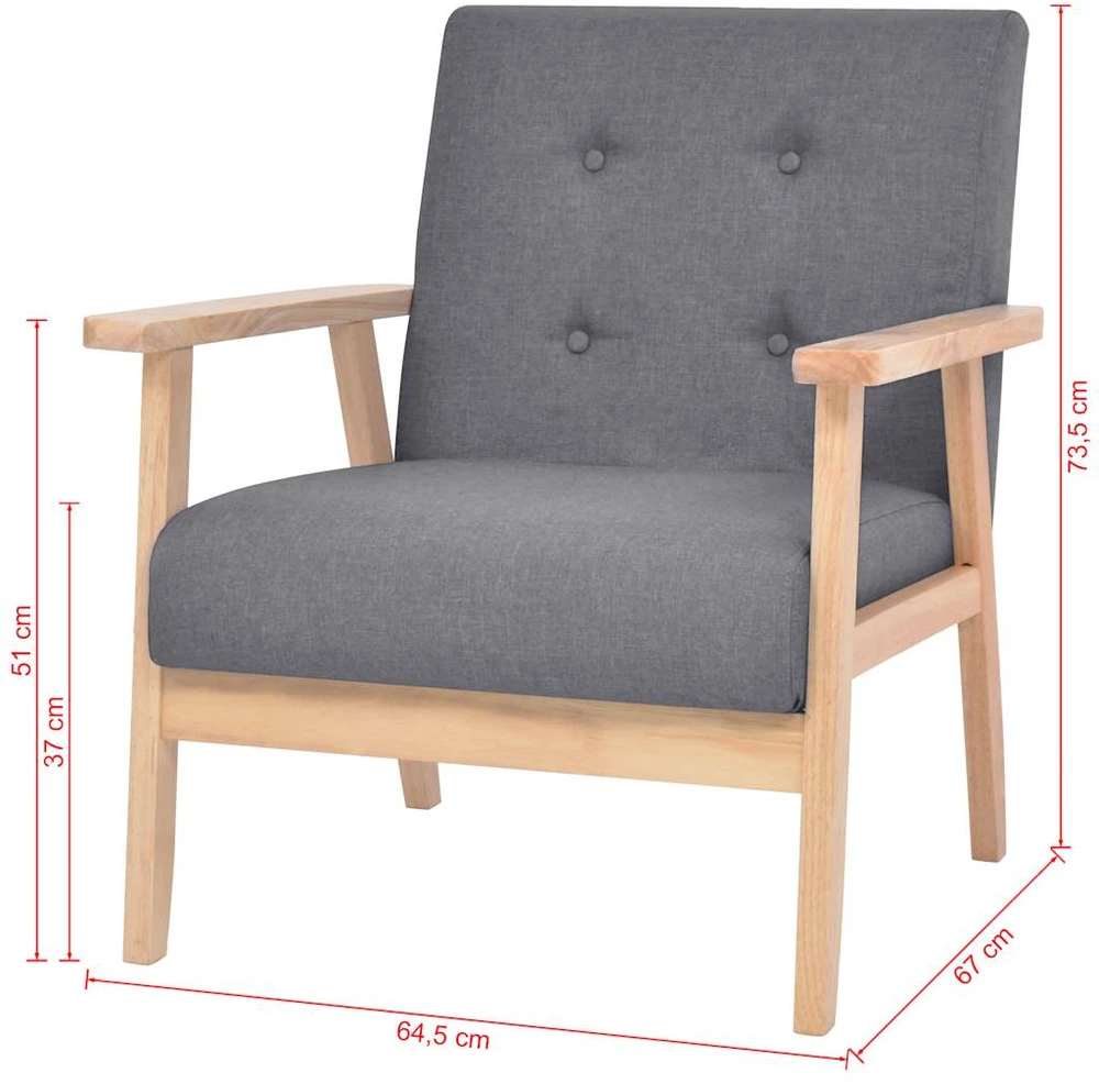 Sofa Sofos komplektas, 3 dalių, audinys, tamsiai pilkas