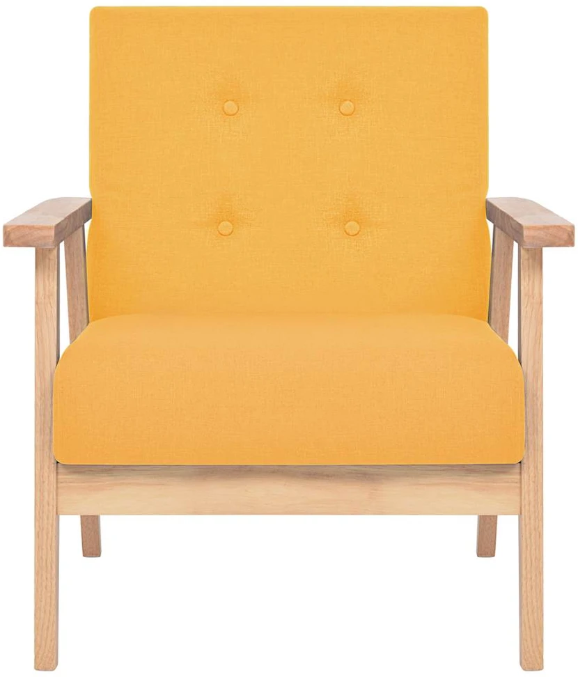 Sofa Sofos komplektas, 3 dalių, geltonos spalvos, audinys