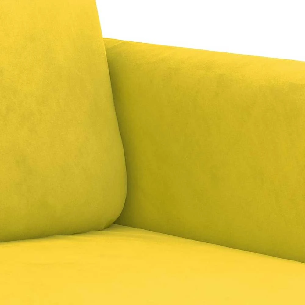 Sofa Sofos komplektas, 3 dalių, geltonos spalvos, aksomas