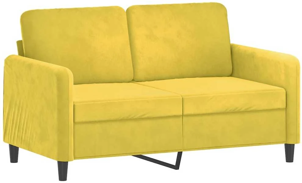 Sofa Sofos komplektas, 3 dalių, geltonos spalvos, aksomas