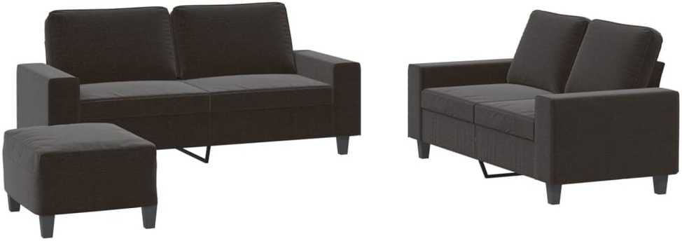 Sofa Sofos komplektas, 3 dalių, juodos spalvos, audinys