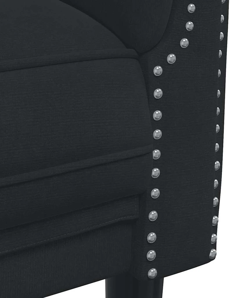 Sofa Sofos komplektas, 3 dalių, juodos spalvos, aksomas