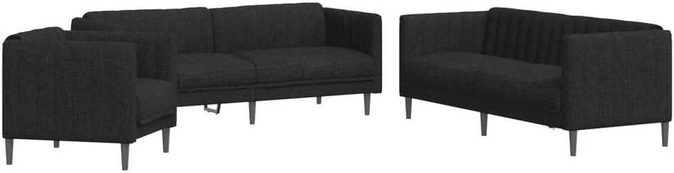 Sofa Sofos komplektas, 3 dalių, juodos spalvos, audinys