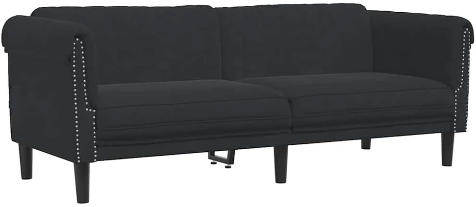 Sofa Sofos komplektas, 3 dalių, juodos spalvos, aksomas