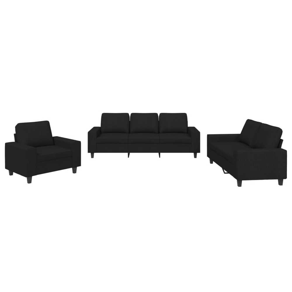 Sofa Sofos komplektas, 3 dalių, juodos spalvos, audinys