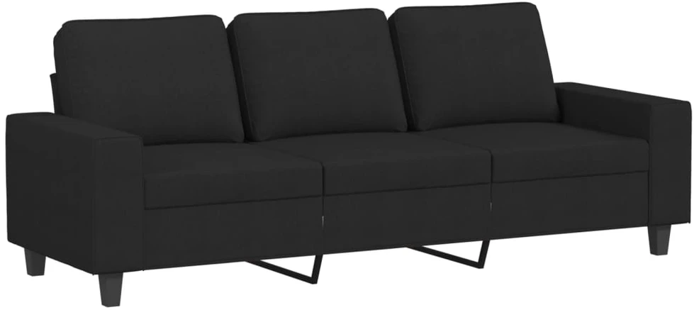 Sofa Sofos komplektas, 3 dalių, juodos spalvos, audinys