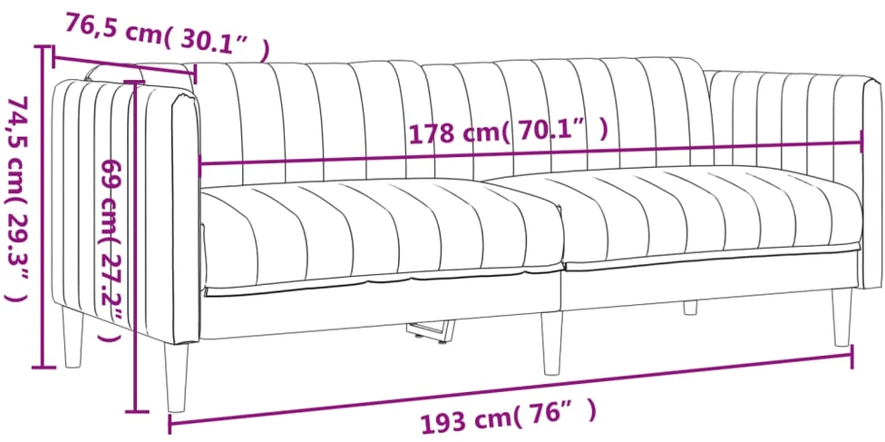 Sofa Sofos komplektas, 3 dalių, kreminės spalvos, audinys