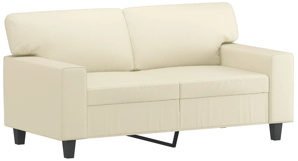 Sofa Sofos komplektas, 3 dalių, kreminės spalvos, dirbtinė oda