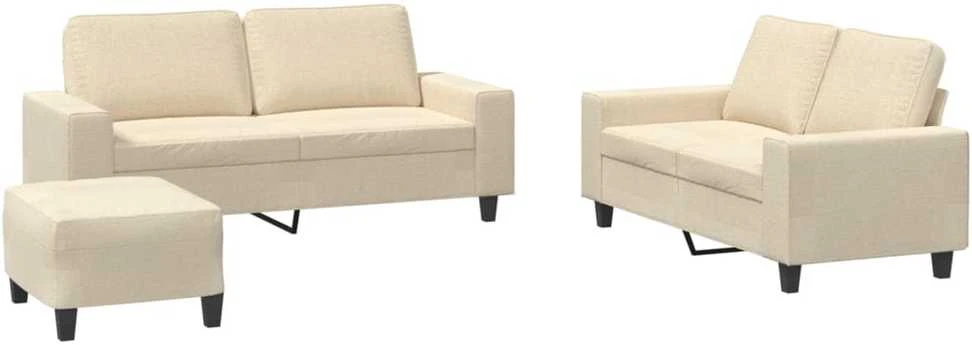 Sofa Sofos komplektas, 3 dalių, kreminės spalvos, audinys