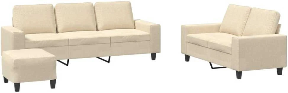 Sofa Sofos komplektas, 3 dalių, kreminės spalvos, audinys