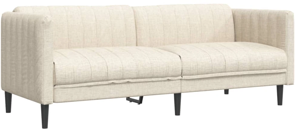 Sofa Sofos komplektas, 3 dalių, kreminės spalvos, audinys