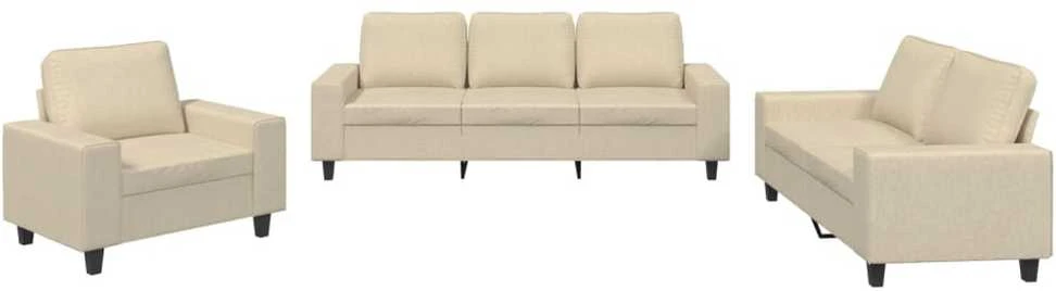 Sofa Sofos komplektas, 3 dalių, kreminės spalvos, audinys