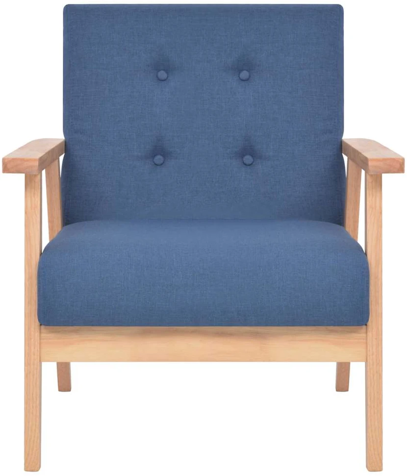 Sofa Sofos komplektas, 3 dalių, mėlynos spalvos, audinys