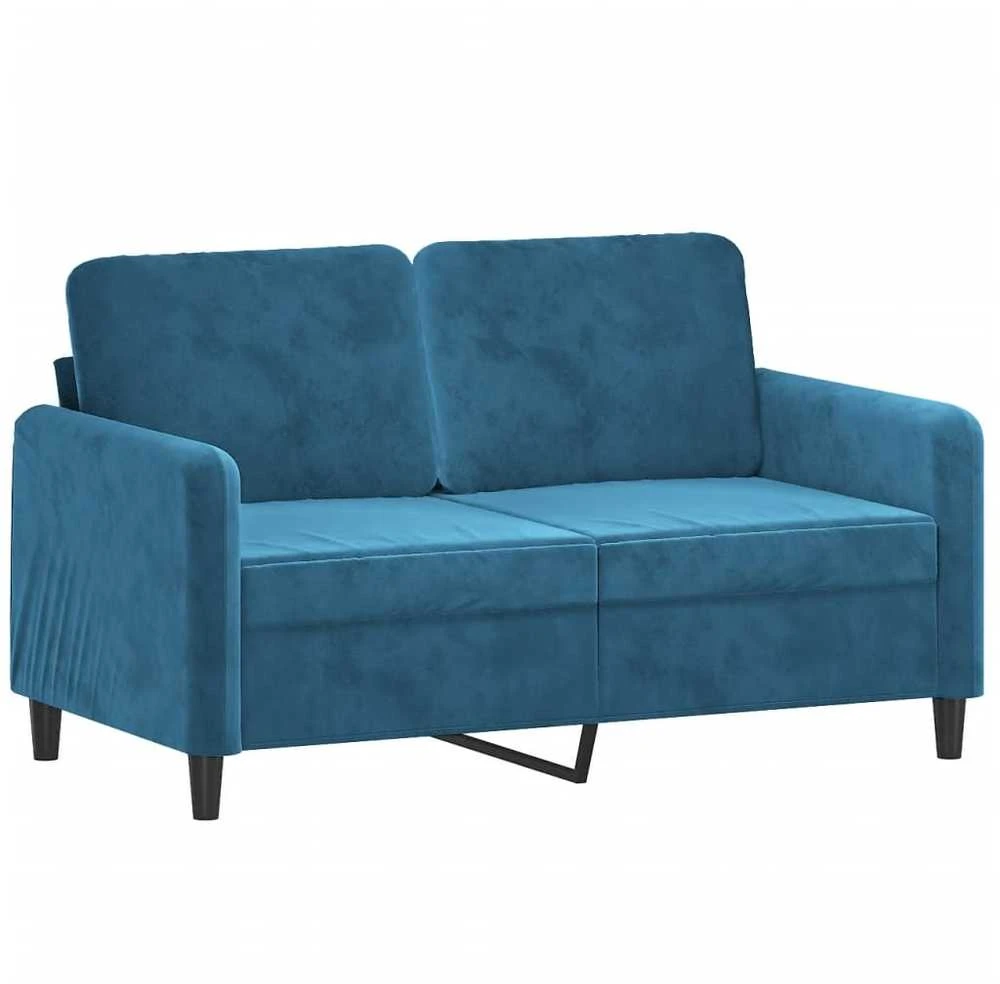 Sofa Sofos komplektas, 3 dalių, mėlynos spalvos, aksomas
