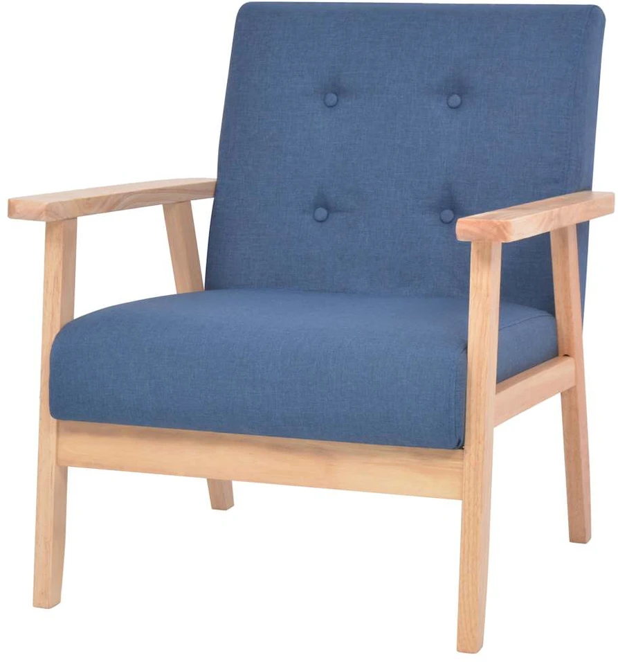 Sofa Sofos komplektas, 3 dalių, mėlynos spalvos, audinys
