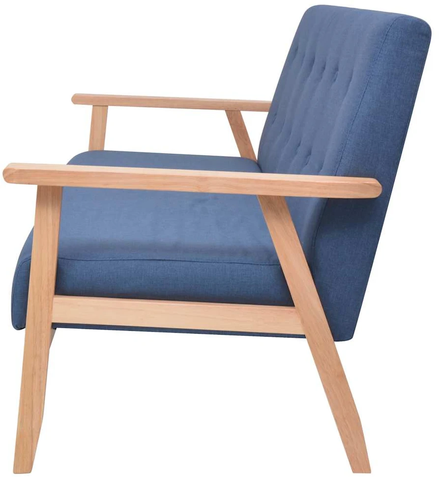 Sofa Sofos komplektas, 3 dalių, mėlynos spalvos, audinys