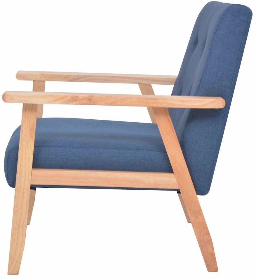 Sofa Sofos komplektas, 3 dalių, mėlynos spalvos, audinys