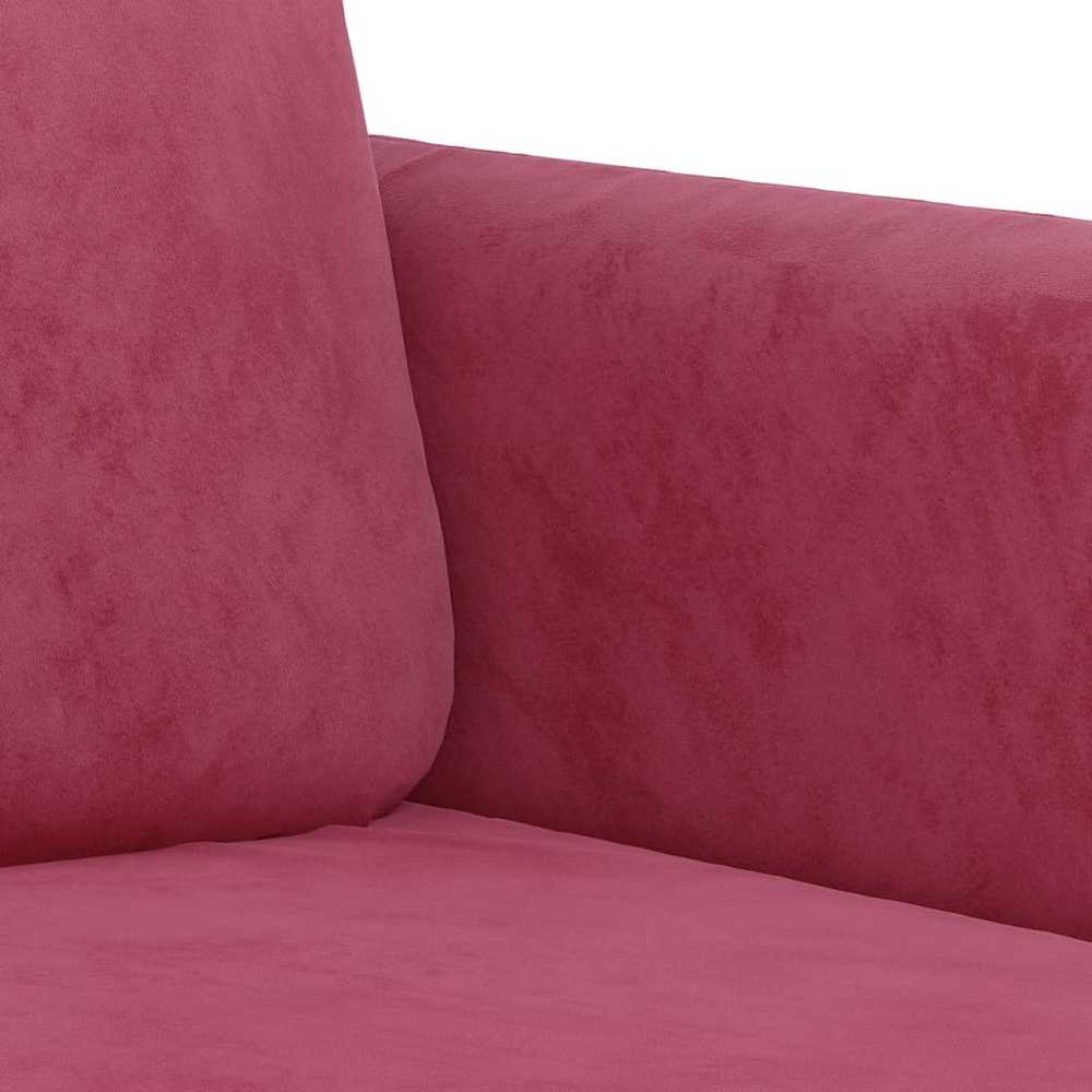 Sofa Sofos komplektas, 3 dalių, raudonojo vyno spalvos, aksomas