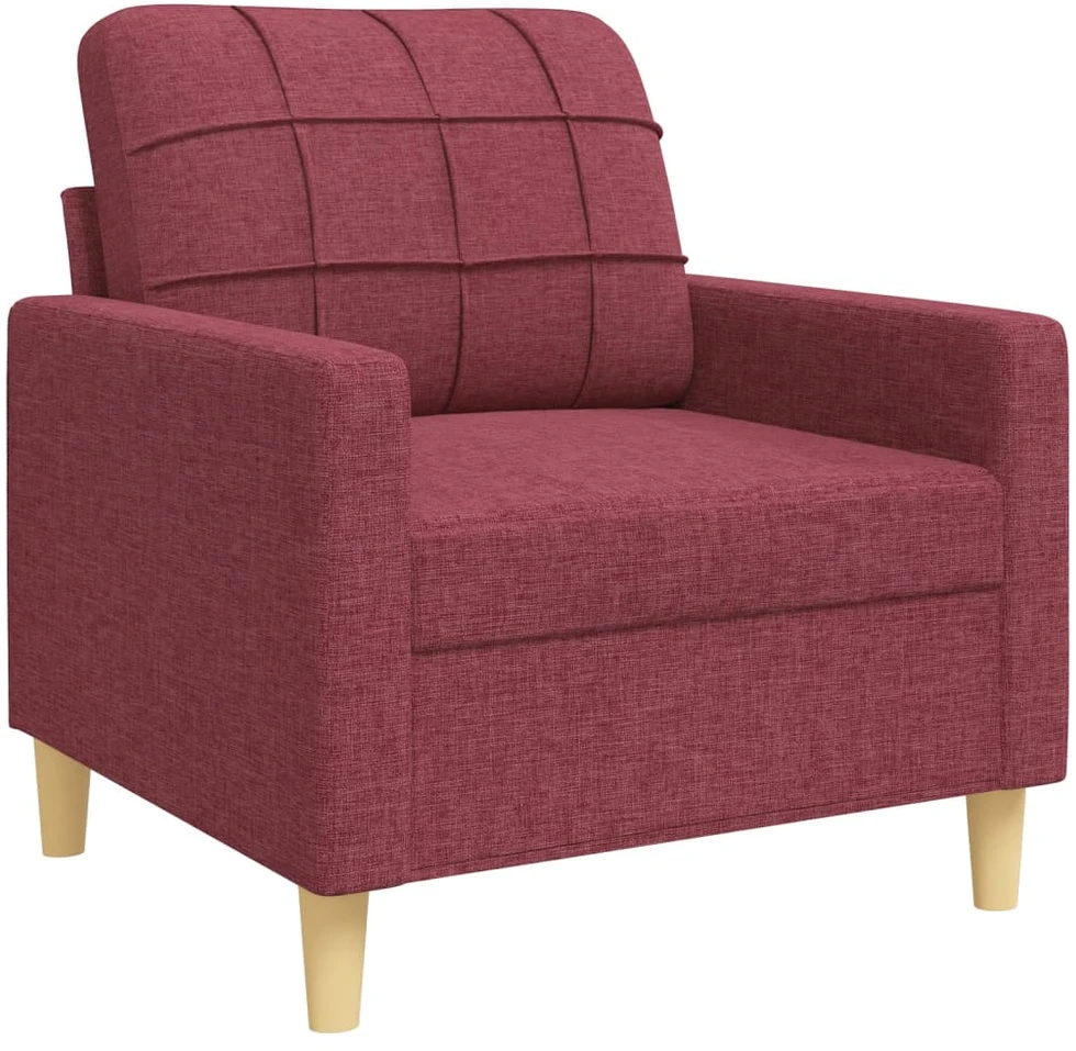 Sofa Sofos komplektas, 3 dalių, raudonojo vyno spalvos, audinys