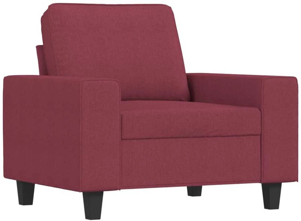 Sofa Sofos komplektas, 3 dalių, raudonojo vyno spalvos, audinys