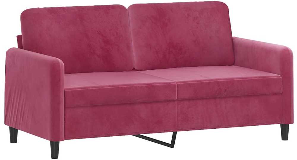 Sofa Sofos komplektas, 3 dalių, raudonojo vyno spalvos, aksomas