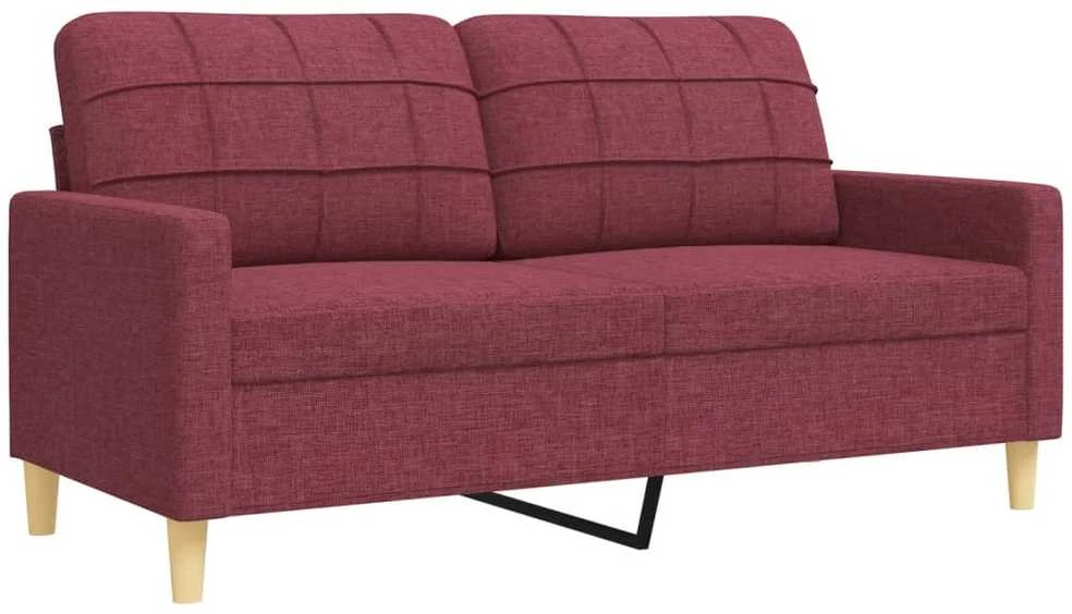 Sofa Sofos komplektas, 3 dalių, raudonojo vyno spalvos, audinys