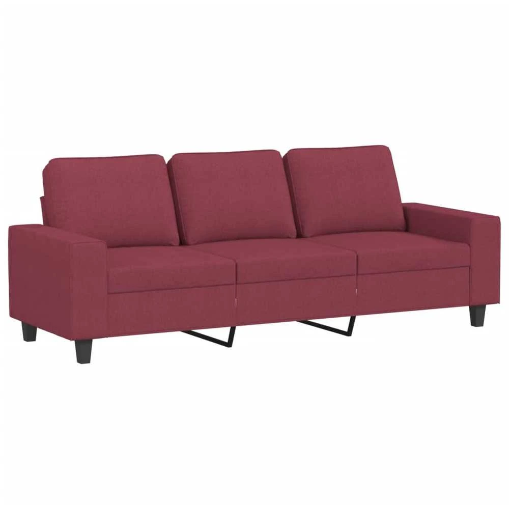 Sofa Sofos komplektas, 3 dalių, raudonojo vyno spalvos, audinys