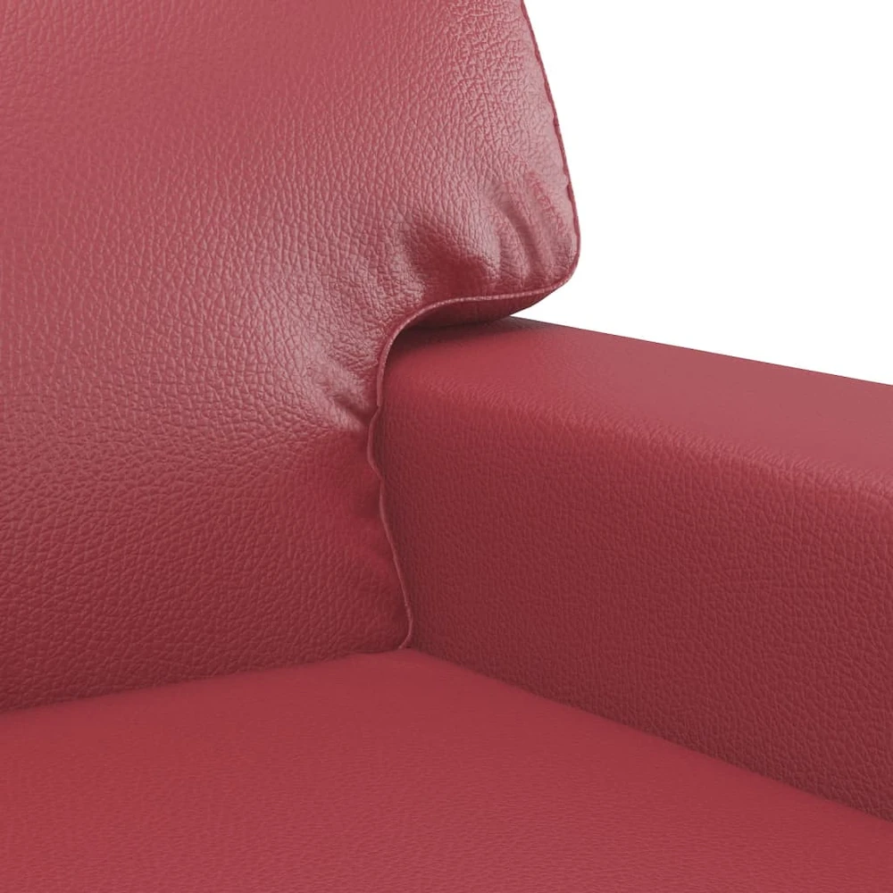 Sofa Sofos komplektas, 3 dalių, raudonojo vyno spalvos, dirbtinė oda