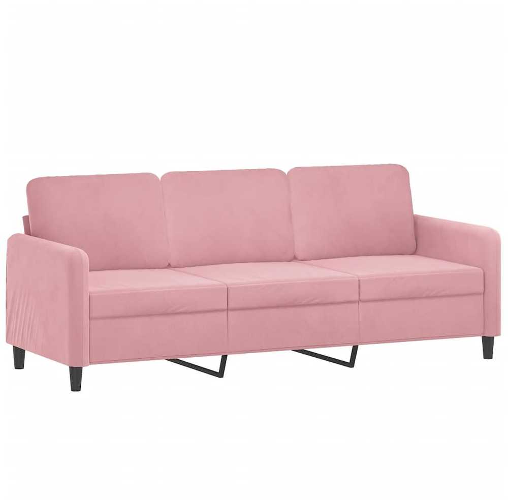 Sofa Sofos komplektas, 3 dalių, rožinės spalvos, aksomas