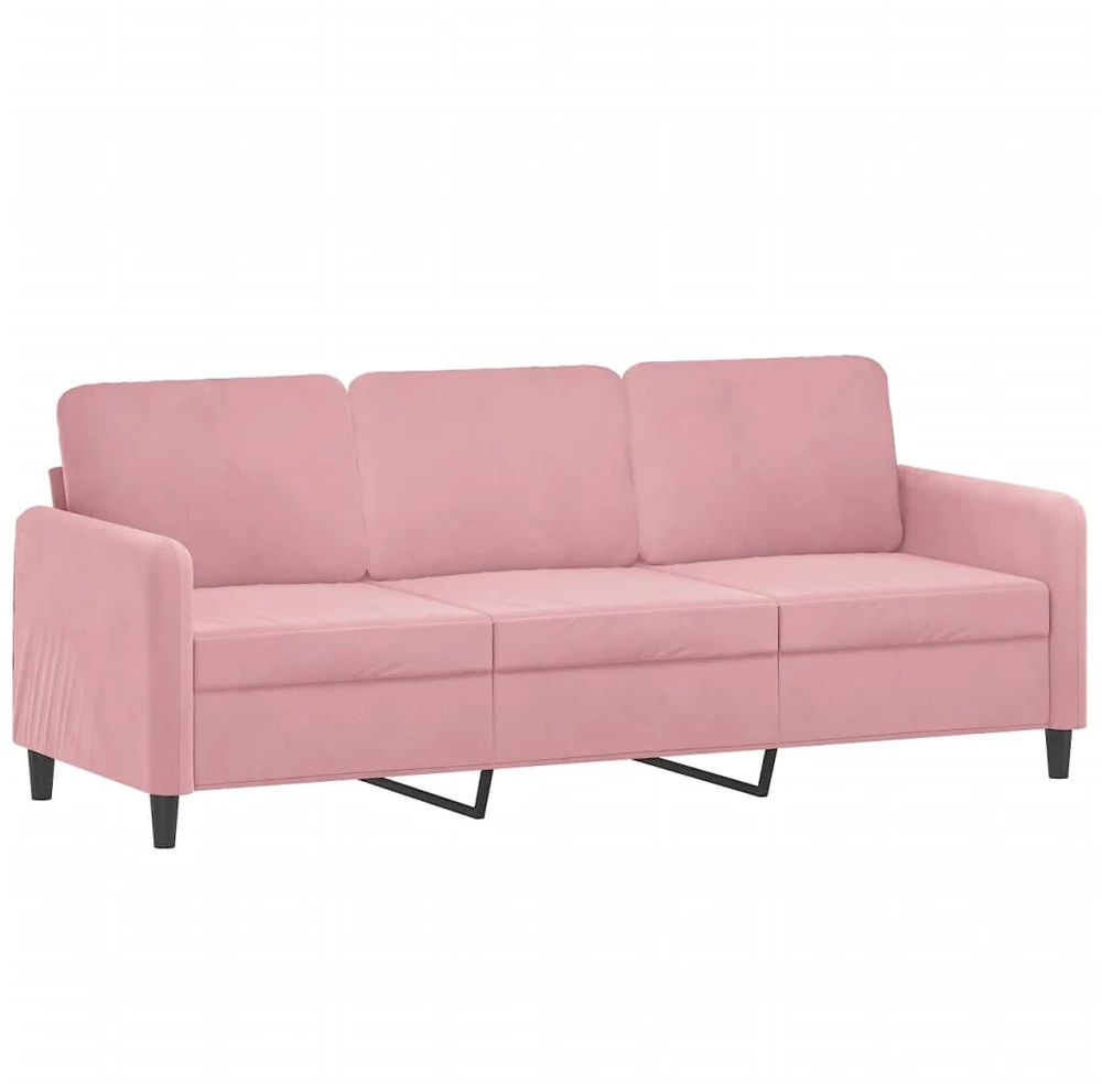 Sofa Sofos komplektas, 3 dalių, rožinės spalvos, aksomas