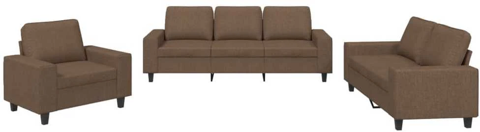 Sofa Sofos komplektas, 3 dalių, rudos spalvos, audinys