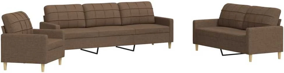 Sofa Sofos komplektas, 3 dalių, rudos spalvos, audinys