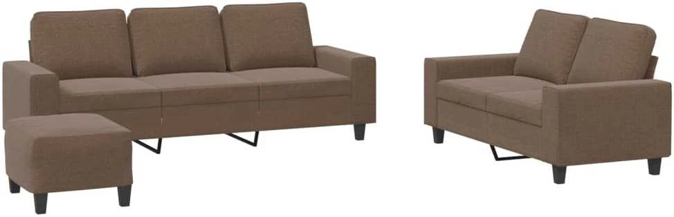 Sofa Sofos komplektas, 3 dalių, rudos spalvos, audinys