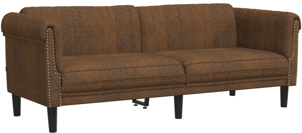 Sofa Sofos komplektas, 3 dalių, rudos spalvos, aksomas