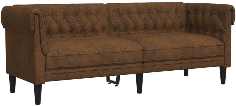 Sofa Sofos komplektas, 3 dalių, rudos spalvos, audinys