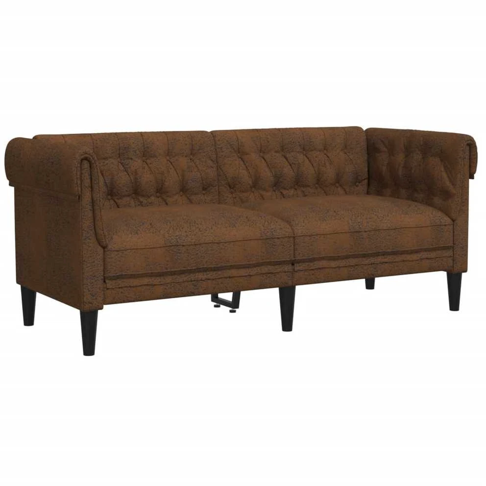 Sofa Sofos komplektas, 3 dalių, rudos spalvos, audinys