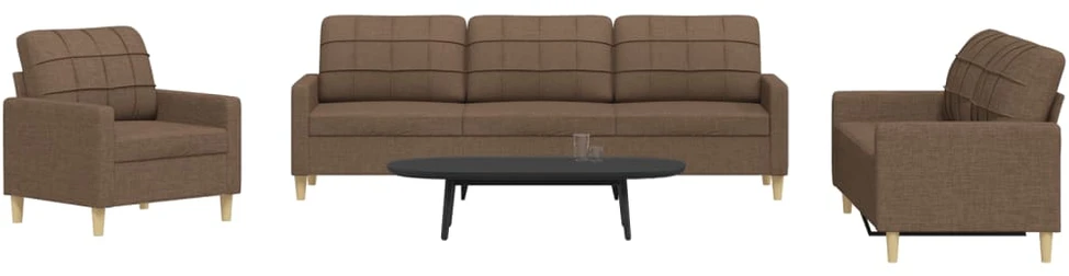 Sofa Sofos komplektas, 3 dalių, rudos spalvos, audinys