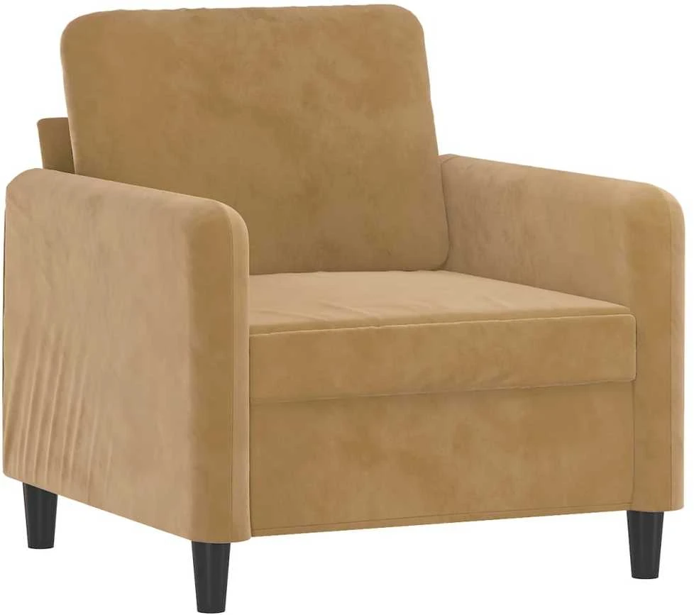 Sofa Sofos komplektas, 3 dalių, rudos spalvos, aksomas