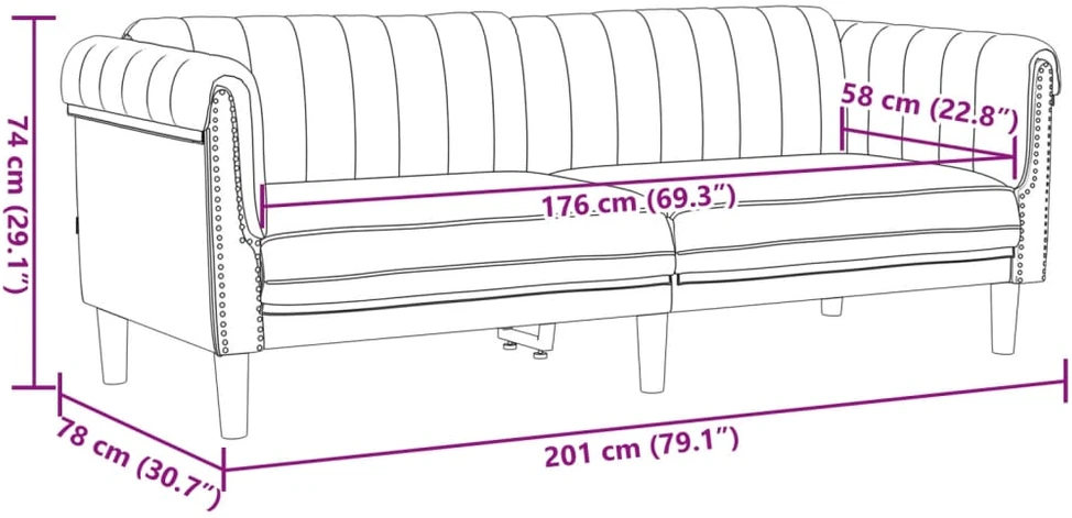 Sofa Sofos komplektas, 3 dalių, rudos spalvos, aksomas