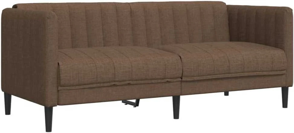 Sofa Sofos komplektas, 3 dalių, rudos spalvos, audinys