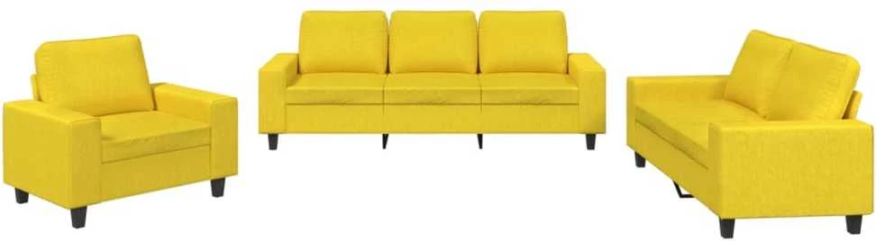 Sofa Sofos komplektas, 3 dalių, šviesiai geltonos spalvos, audinys