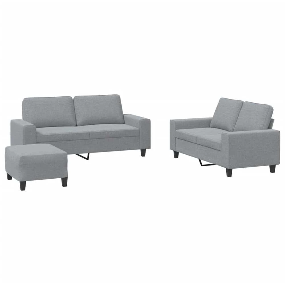 Sofa Sofos komplektas, 3 dalių, šviesiai pilkos spalvos, audinys