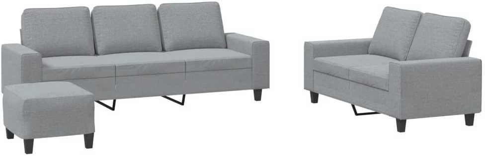 Sofa Sofos komplektas, 3 dalių, šviesiai pilkos spalvos, audinys