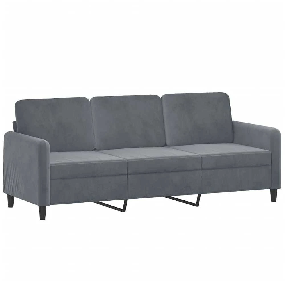 Sofa Sofos komplektas, 3 dalių, tamsiai pilkos spalvos, aksomas