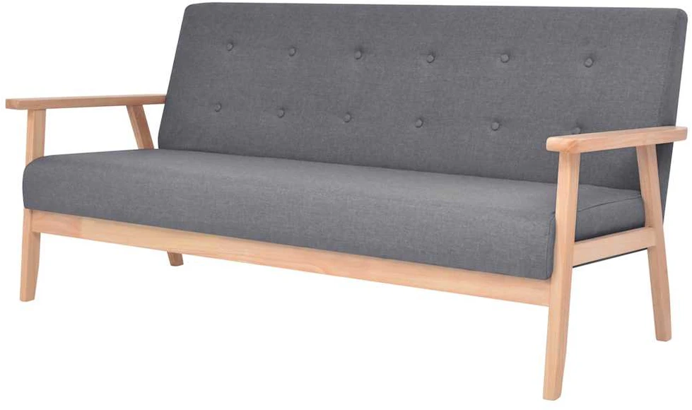 Sofa Sofos komplektas, 3 dalių, tamsiai pilkos spalvos, audinys