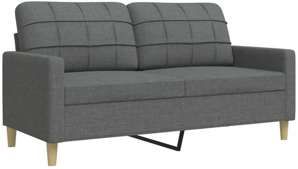 Sofa Sofos komplektas, 3 dalių, tamsiai pilkos spalvos, audinys